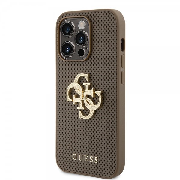 Guess iPhone 15 Pro Max Cover Perforated Glitter Brun