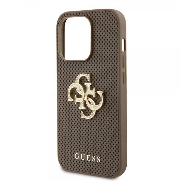 Guess iPhone 15 Pro Max Cover Perforated Glitter Brun
