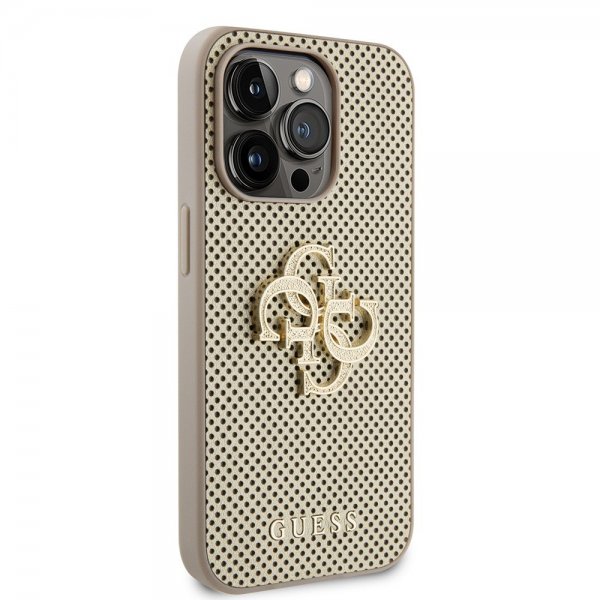 Guess iPhone 15 Pro Max Cover Perforated Glitter Guld