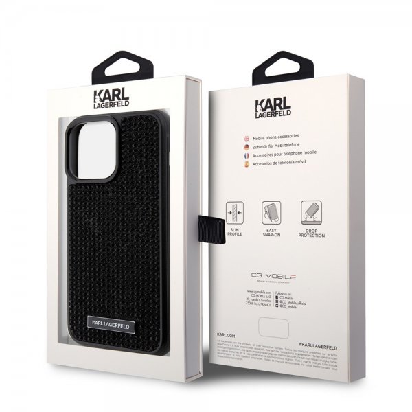 Karl Lagerfeld iPhone 15 Pro Max Cover Rhinestone Sort