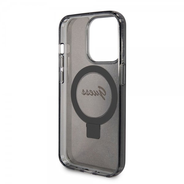 Guess iPhone 15 Pro Max Cover Ring Stand Glitter MagSafe Sort