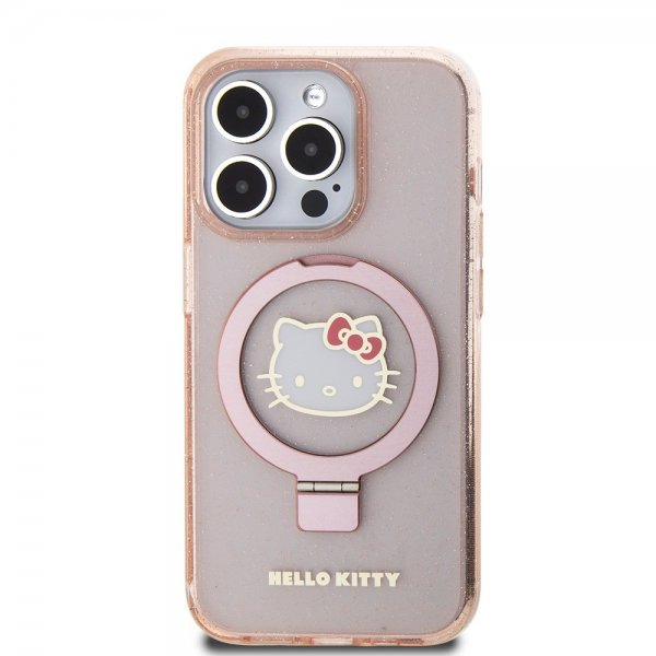 Hello Kitty iPhone 15 Pro Max Cover Ring Stand MagSafe Rosa