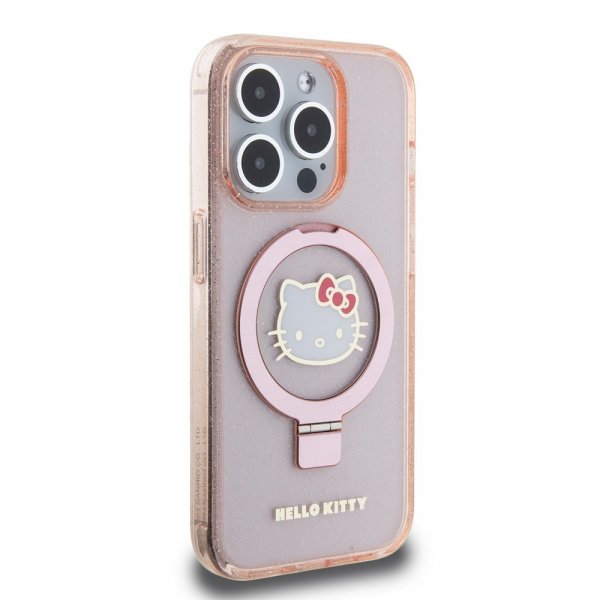 Hello Kitty iPhone 15 Pro Max Cover Ring Stand MagSafe Rosa