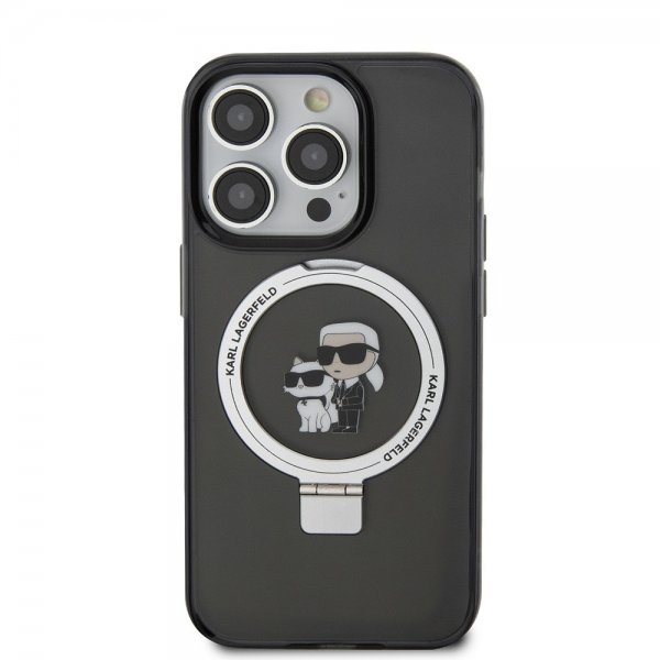 Karl Lagerfeld iPhone 15 Pro Max Cover Ring Stand MagSafe Sort