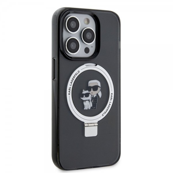 Karl Lagerfeld iPhone 15 Pro Max Cover Ring Stand MagSafe Sort
