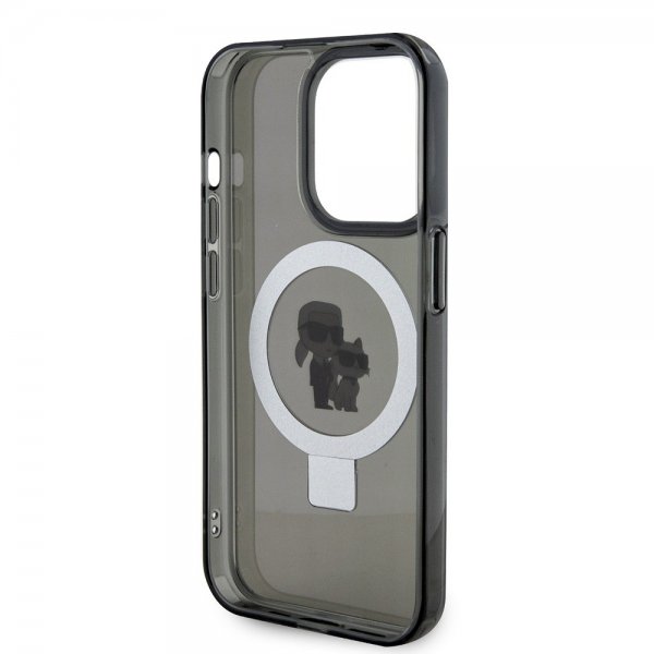 Karl Lagerfeld iPhone 15 Pro Max Cover Ring Stand MagSafe Sort