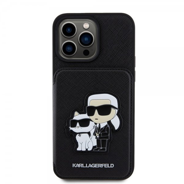 Karl Lagerfeld iPhone 15 Pro Max Cover Saffiano Card Slots & Stand Sort