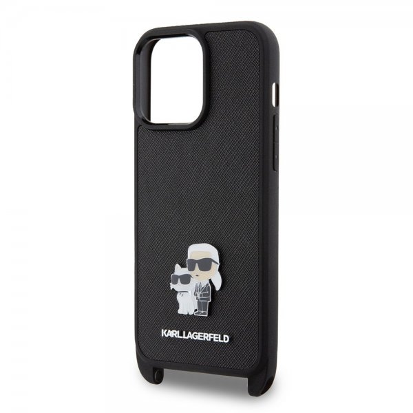 Karl Lagerfeld iPhone 15 Pro Max Cover Saffiano Karl & Choupette Crossbody Sort
