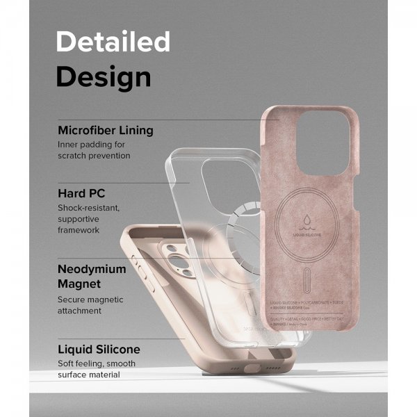 Ringke iPhone 15 Pro Max Cover Silikone Magnetic Pink Sand