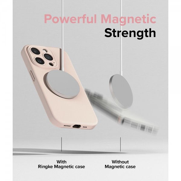 Ringke iPhone 15 Pro Max Cover Silikone Magnetic Pink Sand