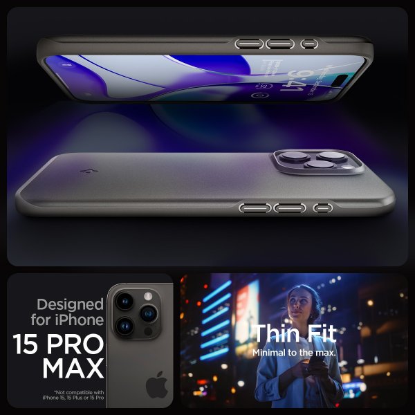 Spigen iPhone 15 Pro Max Cover Thin Fit Gunmetal