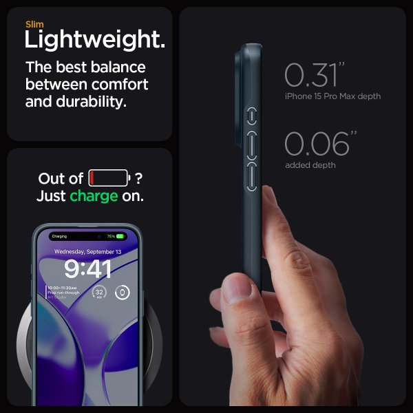 Spigen iPhone 15 Pro Max Cover Thin Fit Metal Slate