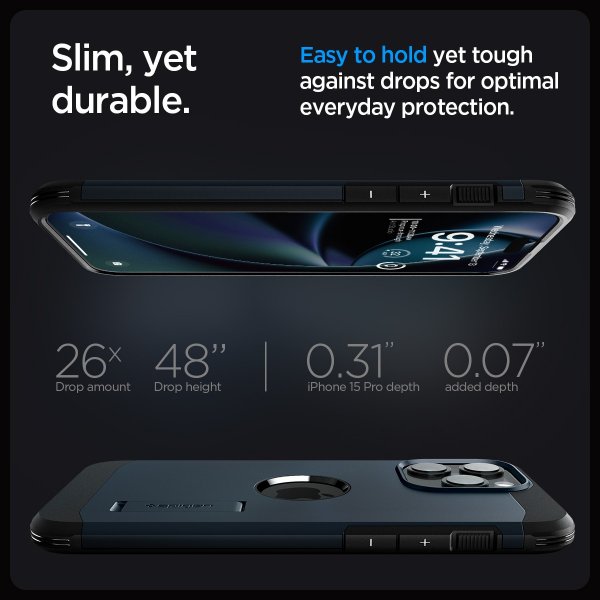 Spigen iPhone 15 Pro Max Cover Tough Armor MagFit Metal Slate