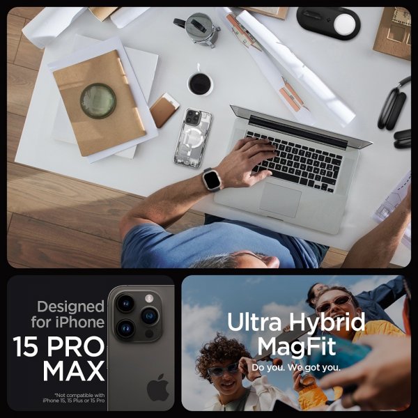Spigen iPhone 15 Pro Max Cover Ultra Hybrid Zero One MagFit Hvid