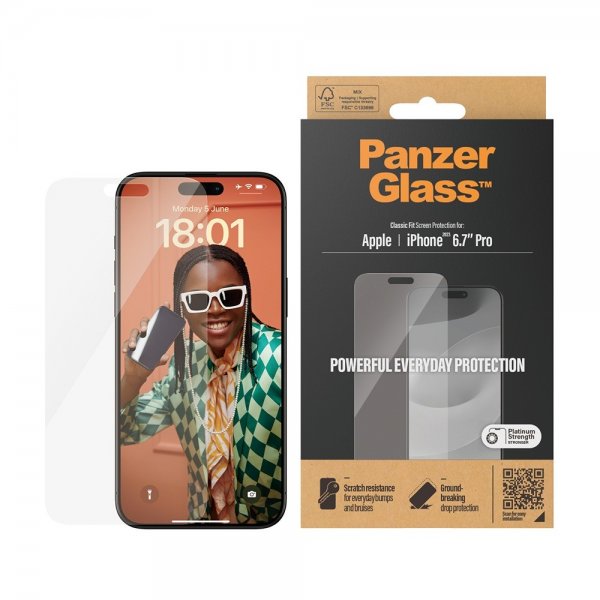 PanzerGlass iPhone 15 Pro Max Skærmbeskyttelse Classic Fit