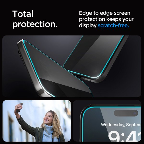 Spigen iPhone 15 Pro Max Skærmbeskyttelse GLAS.tR EZ Fit Privacy 2-pak