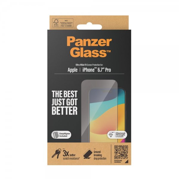 PanzerGlass iPhone 15 Pro Max Skærmbeskyttelse Ultra-Wide Fit EasyAligner