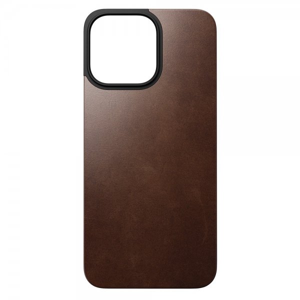 Nomad iPhone 15 Pro Max Skin Magnetic læderbagside Horween Rustic Brown