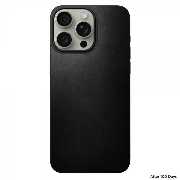 Nomad iPhone 15 Pro Max Skin Magnetic Leather Back Horween Sort