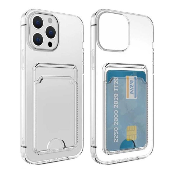 iPhone 15 Pro Max Cover Kortholder Stødsikkert Transparent