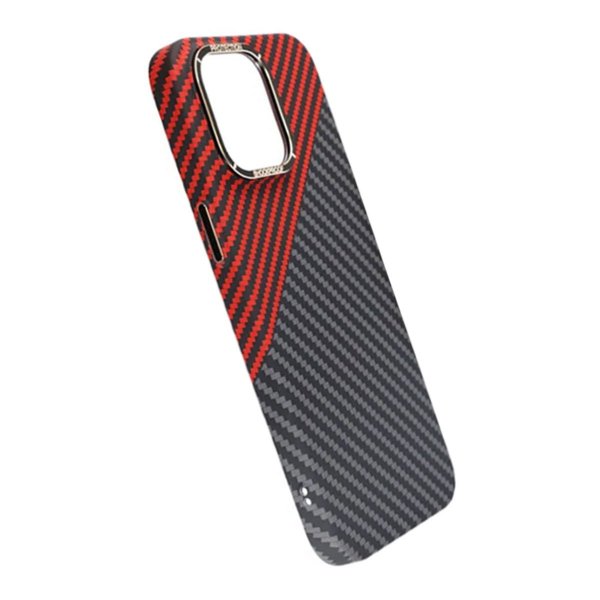 iPhone 15 Pro Cover Kulfibermønster Sort Rød