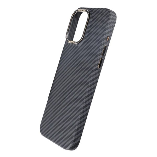 iPhone 15 Pro Cover Kulfiber Mønster Sort