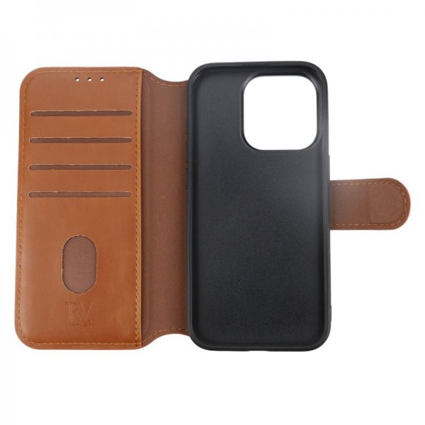 Rvelon iPhone 15 Pro Cover 4 kortlommer MagSafe Brun