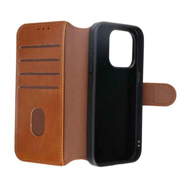 Rvelon iPhone 15 Pro Cover 4 kortlommer MagSafe Brun