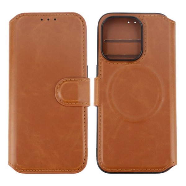 Rvelon iPhone 15 Pro Cover 4 kortlommer MagSafe Brun