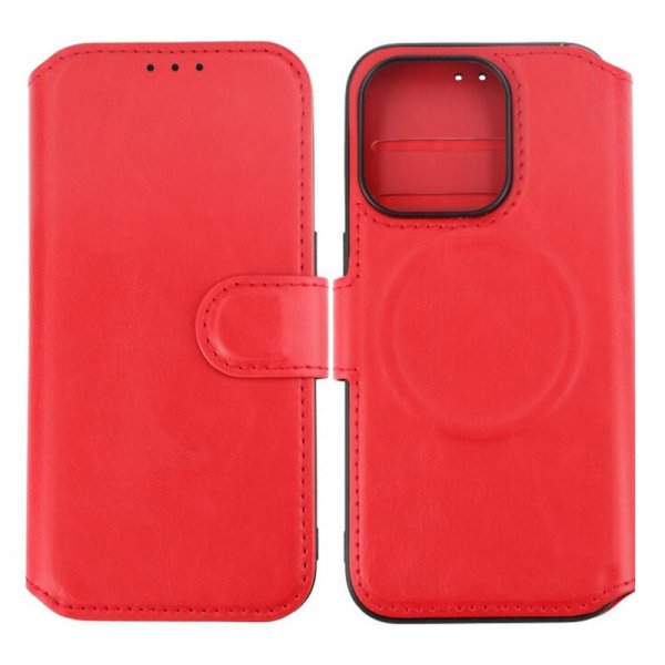 Rvelon iPhone 15 Pro Cover 4 Kortrum MagSafe Rød