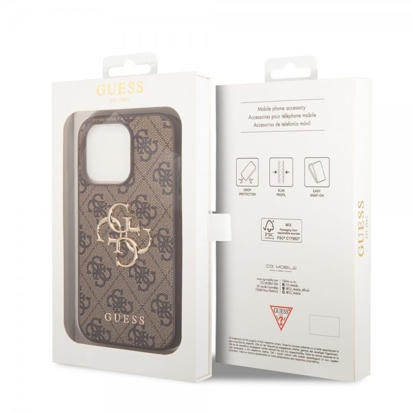 Guess iPhone 15 Pro Cover 4G Logo Brun