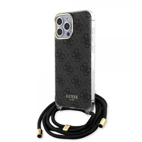 Guess iPhone 15 Pro Cover Crossbody Cord Sort