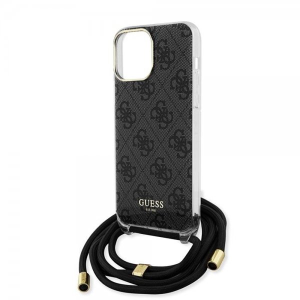 Guess iPhone 15 Pro Cover Crossbody Cord Sort
