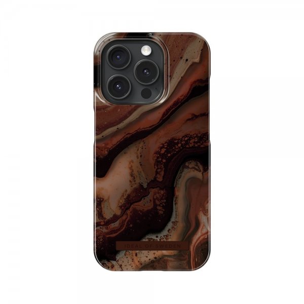 Ideal of Sweden iPhone 15 Pro Cover Fashion Case MagSafe Dark Amber Marble