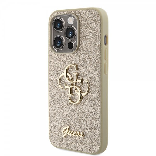 Guess iPhone 15 Pro Cover Fixed Glitter Guld