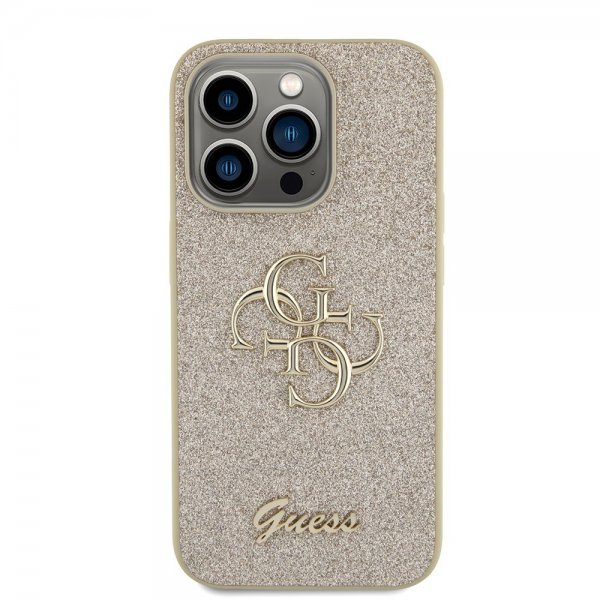 Guess iPhone 15 Pro Cover Fixed Glitter Guld