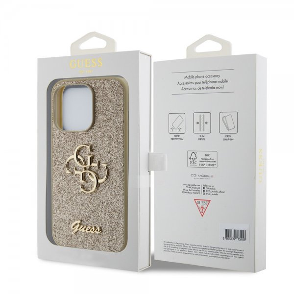 Guess iPhone 15 Pro Cover Fixed Glitter Guld