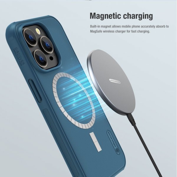 Nillkin iPhone 15 Pro Cover Frosted Shield Pro MagSafe Blå