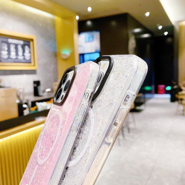 iPhone 15 Pro Cover Glitter MagSafe Blå