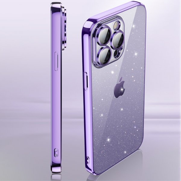 X-Level iPhone 15 Pro Cover Glitter Transparent Sort