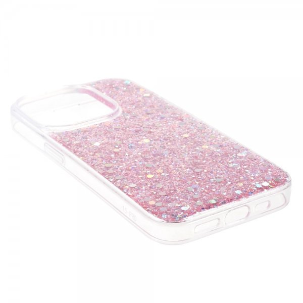 iPhone 15 Pro Cover Glitterpailletter Rosa