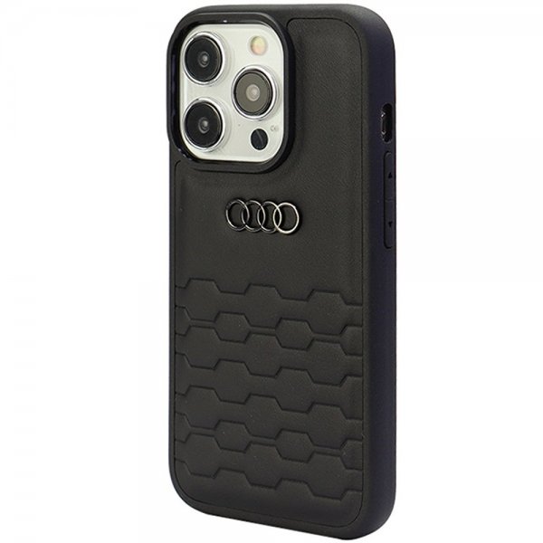 Audi iPhone 15 Pro Cover GT Synthetic Leather Sort