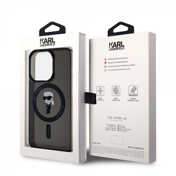 Karl Lagerfeld iPhone 15 Pro Cover Ikonik MagSafe Sort