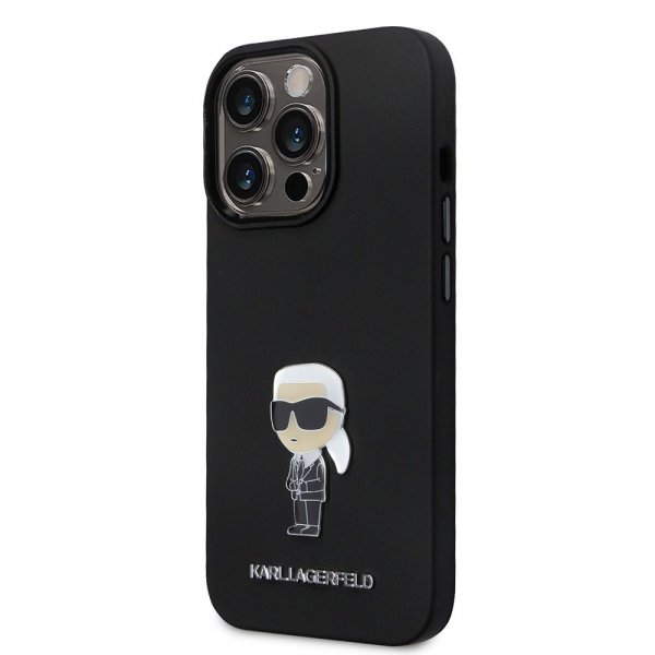 Karl Lagerfeld iPhone 15 Pro Cover Ikonik Metal Pin Sort