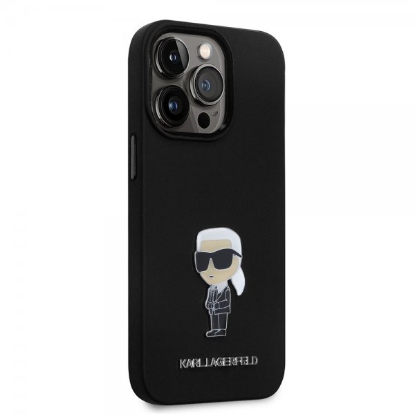 Karl Lagerfeld iPhone 15 Pro Cover Ikonik Metal Pin Sort