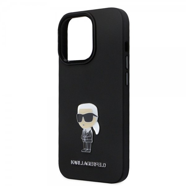Karl Lagerfeld iPhone 15 Pro Cover Ikonik Metal Pin Sort