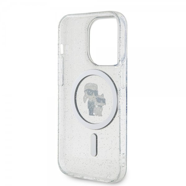 Karl Lagerfeld iPhone 15 Pro Cover Karl & Choupette Glitter MagSafe Transparent