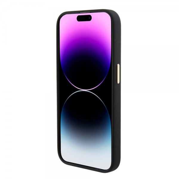 Guess iPhone 15 Pro Cover Liquid Silicone Metal Logo Sort
