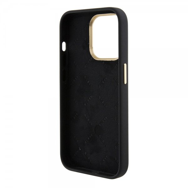 Guess iPhone 15 Pro Cover Liquid Silicone Metal Logo Sort