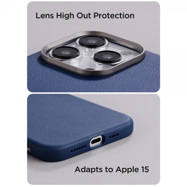 Joyroom iPhone 15 Pro Cover Litchi Pattern Series MagSafe Blå